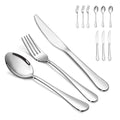 Silverware Set,SANTUO Stainless Steel Dinner Knives Spoon Forks Set for Home, Kitchen and Restaurant, Mirror Polished& Dishwasher Safe (9pcs-Silverware set)