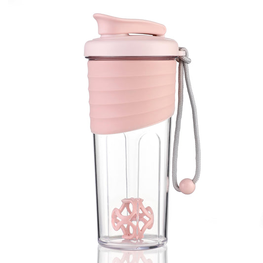 Bouteille shaker Kuoleopa pour mélanges de protéines, 24 oz, bouteilles shaker pour protéines avec boule fouettée, bouteille mélangeuse, bouteille de protéines, shaker portable pour boisson protéinée de lactosérum pré-entraînement, rose