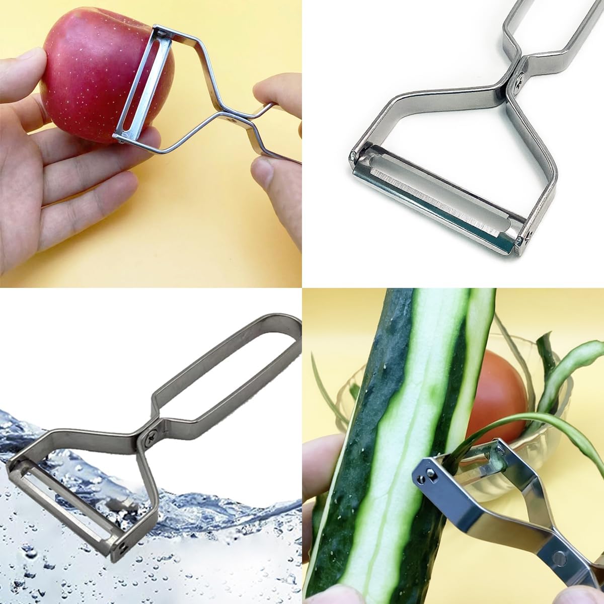 Vfrikor Metal Potato Peeler with 10PCS Replaceable Peeler Blades,Detachable Y Shaped Veggie Peeler for Kitchen,Premium Stainless Steel Fruit Peeler,Ultra Sharp Vegetable Peeler(Silver)