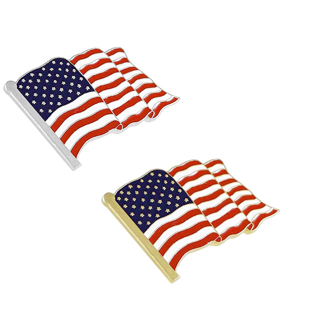 ROSTIVO American Flag Pin Lapel Enamel Pins for Backpacks Hat Waving Flag Brooch Pin Badge for Men Women (2Pack)