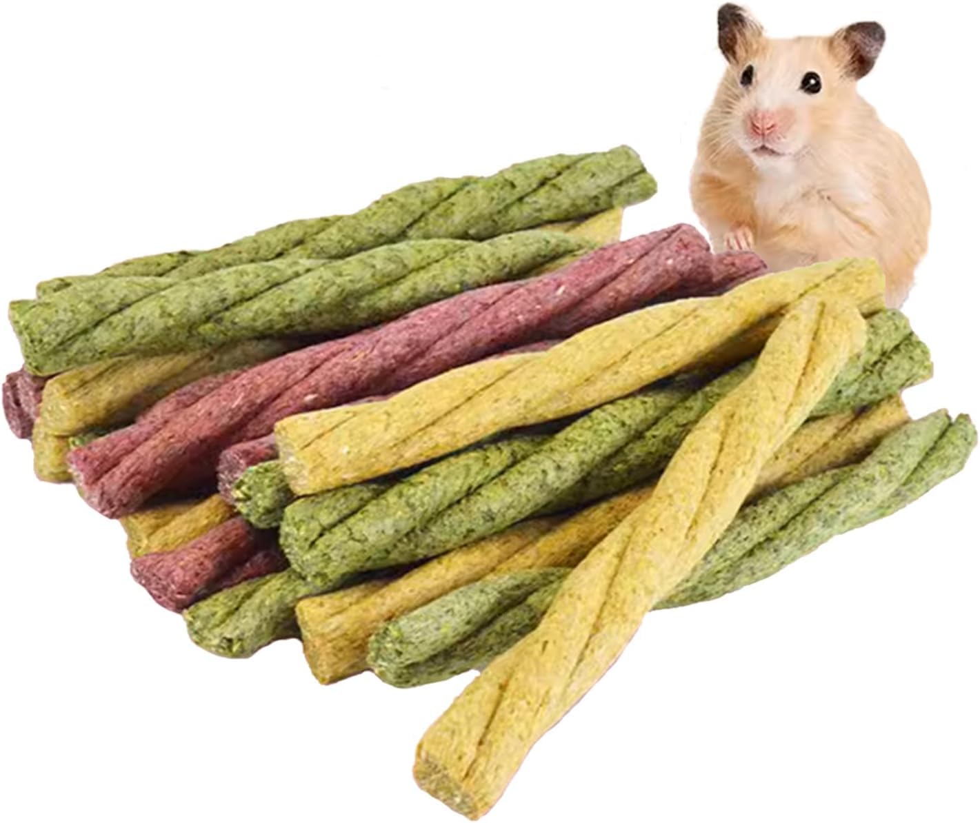 Flourithing 20 Pcs Teething Twist Guinea Pig Chews Guinea Pig Treats Rat Chew Toys Rabbit Chew Hamster Sticks Chinchilla Chew Sticks Guinea Pig Chew Toys