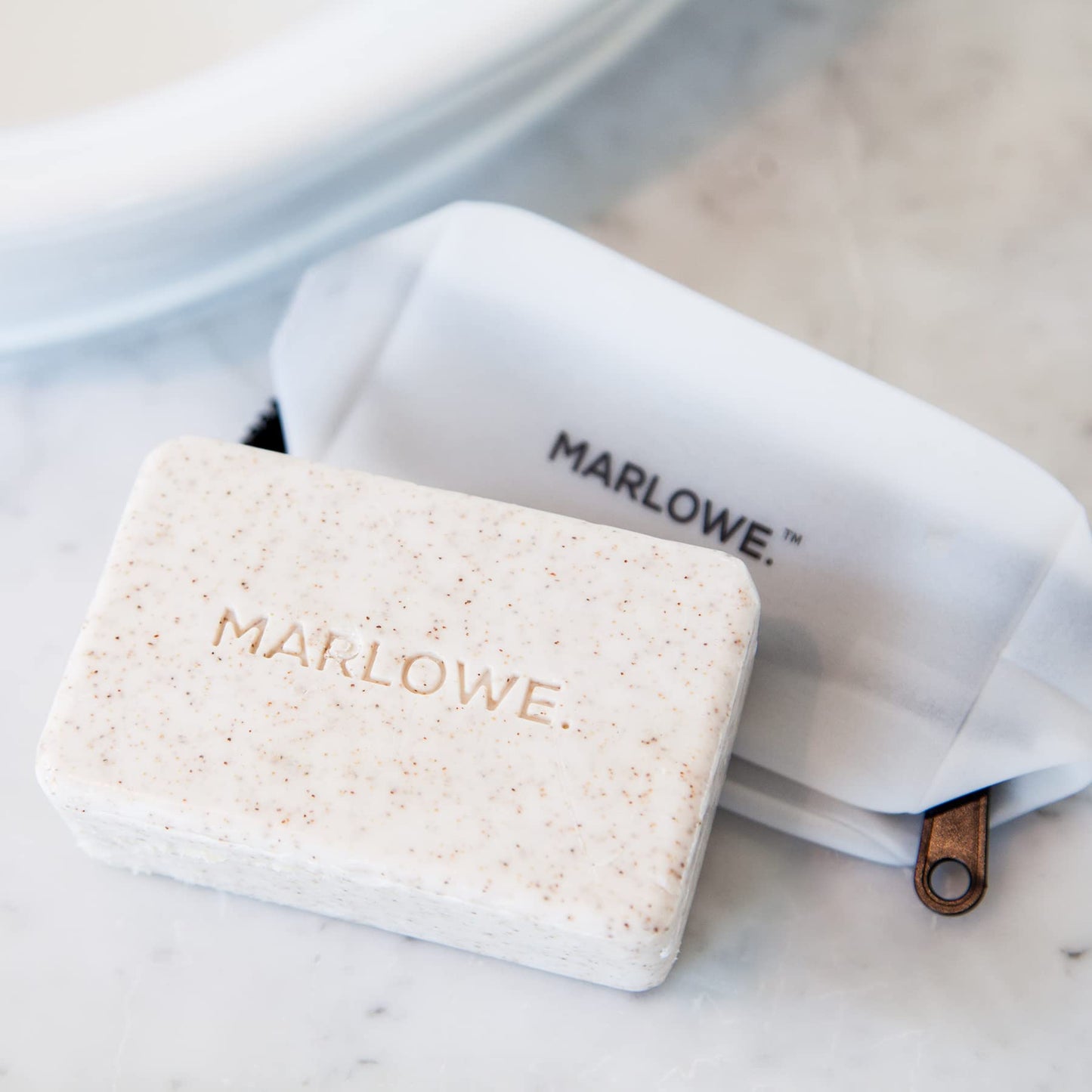 MARLOWE. No. 102 Men's Body Scrub Soap 7 oz, Earthy Oud Wood Scent, Best Exfoliating Bar for Men, Made with Natural Ingredients, Apricot Seed Powder, Shea Butter, Olive Oil, Green Tea Extracts