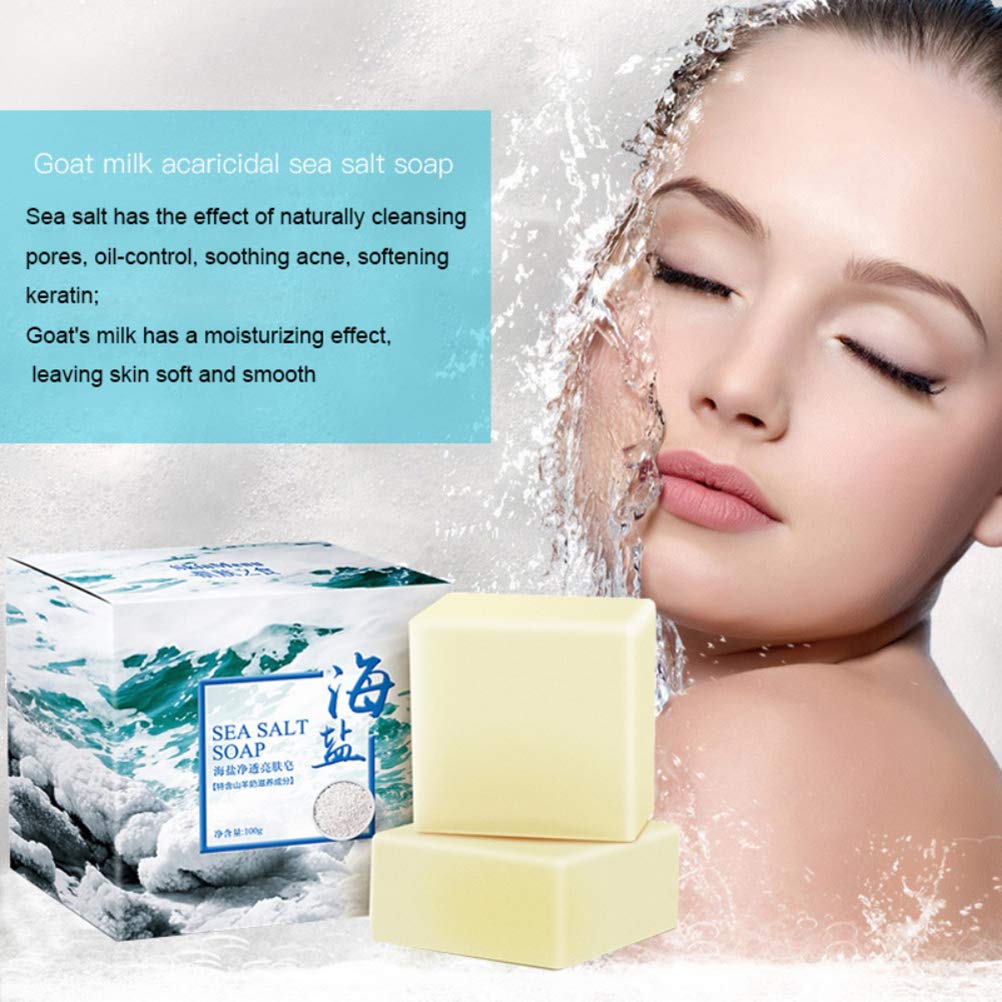 Soap with Sea Salt Natural Goat's Milk for Face Dry and Natural Oily Skin, Remove Acne Anti-cellulite Soap (3.52 Oz)