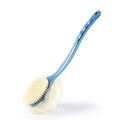 Shower Body Brush with Bristles and Loofah,Back Scrubber Bath Mesh Sponge with Curved Long Handle for Skin Exfoliating Bath, Massage Bristles Suitable for Wet or Dry, Men and Women (Blue)