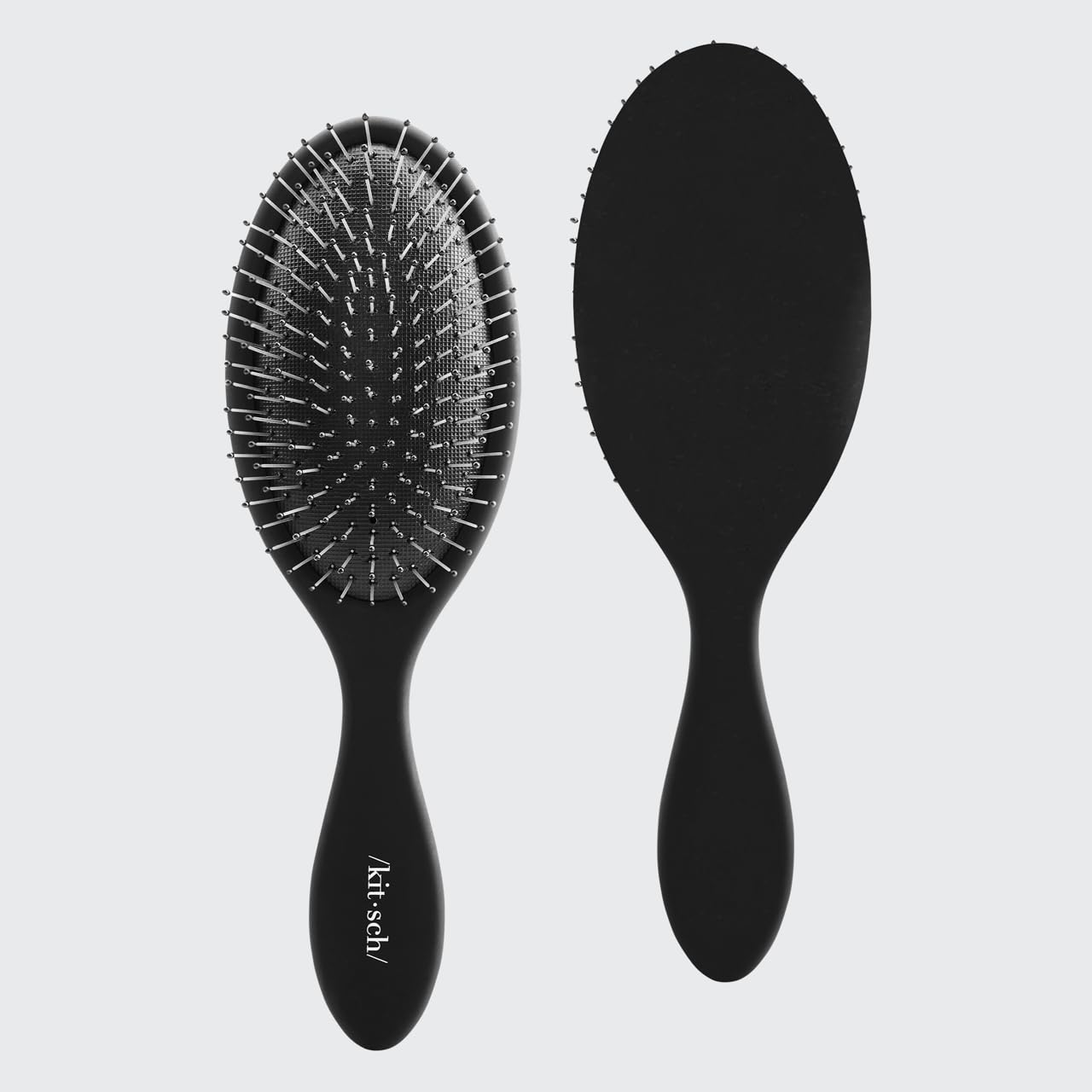 Kitsch Hair Detangler Brush - Soft Bristle Detangling Brush for Women with Curly & Straight, Dry & Wet Hair, Tangle Free, Flexible Bristles Comb, Travel-Friendly, Valentines Gift For Her - Black