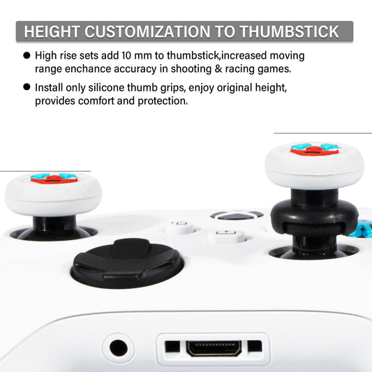 Playrealm FPS Thumbstick Extender &Texture Rubber Silicone Grip Cover 2 Sets for Xbox Series X/S & Xbox One Controller(Joker White)