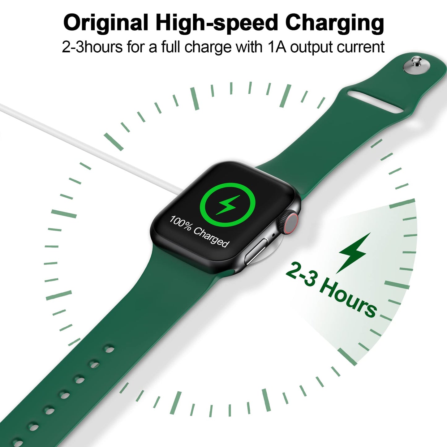 𝟐𝟎𝟐𝟒 𝐔𝐩𝐠𝐫𝐚𝐝𝐞𝐝 for Apple Watch Charger Magnetic Fast Charging Cable [Portable] Magnetic Wireless Charging Compatible with iWatch Series Ultra/10/9/8/7/6/SE/5/4/3/2-[3.3FT] White