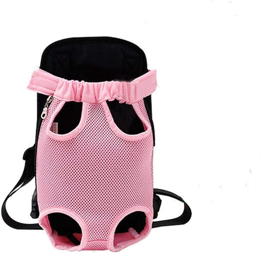 Mochila transportadora para perros con patas rosas en la parte delantera, cómoda bolsa para cachorros con correa para el hombro y bandolera para viajes, senderismo, acampada y actividades al aire libre