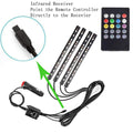 Tira de luces LED para coche, Uniwit, 4 piezas, 12 V CC, 72 LED, multicolor, luz musical para interior de coche, kit de iluminación LED debajo del salpicadero con función de activación por sonido y control remoto inalámbrico, incluye cargador para coche