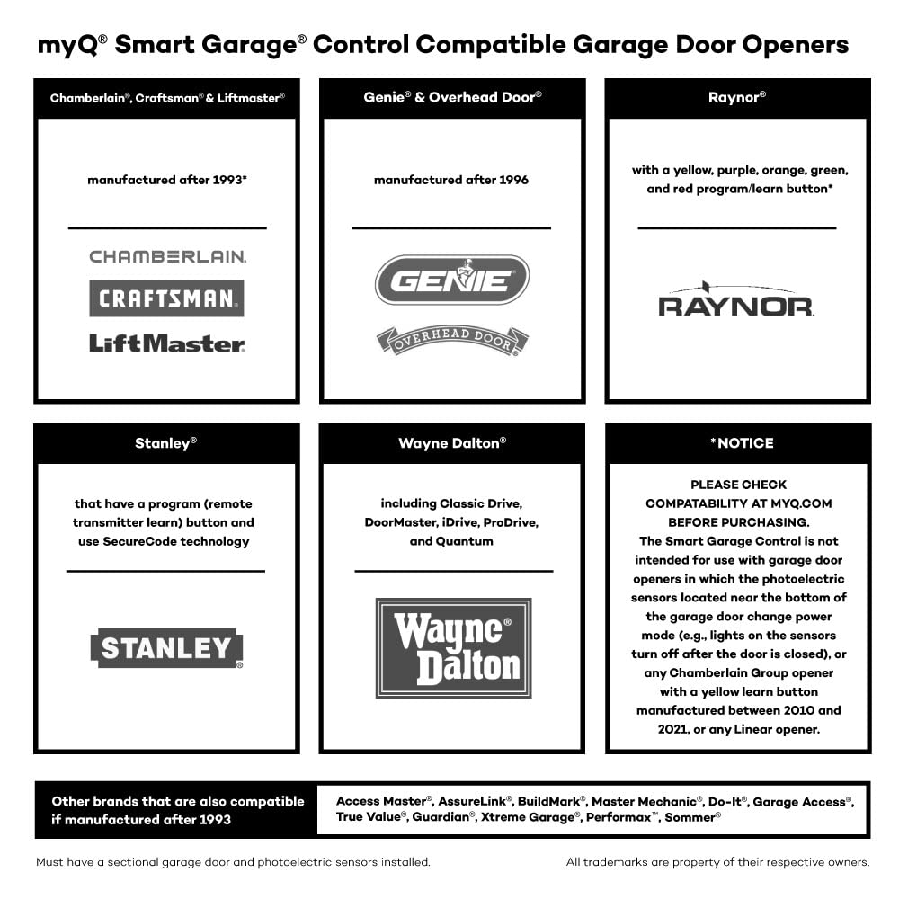 Control de garaje inteligente CHAMBERLAIN: concentrador y sensor de garaje inalámbrico con wifi y Bluetooth, controlado por teléfono inteligente, myQ-G0401-ES, blanco