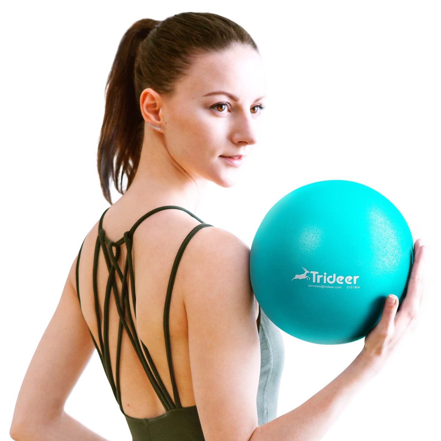 Pelota de pilates Trideer de 9 pulgadas, pelota de ejercicios pequeña con guía de ejercicios, pelota de barra, mini pelota de yoga para pilates, yoga, entrenamiento básico, fisioterapia, equilibrio, estabilidad, estiramiento (Turkis)