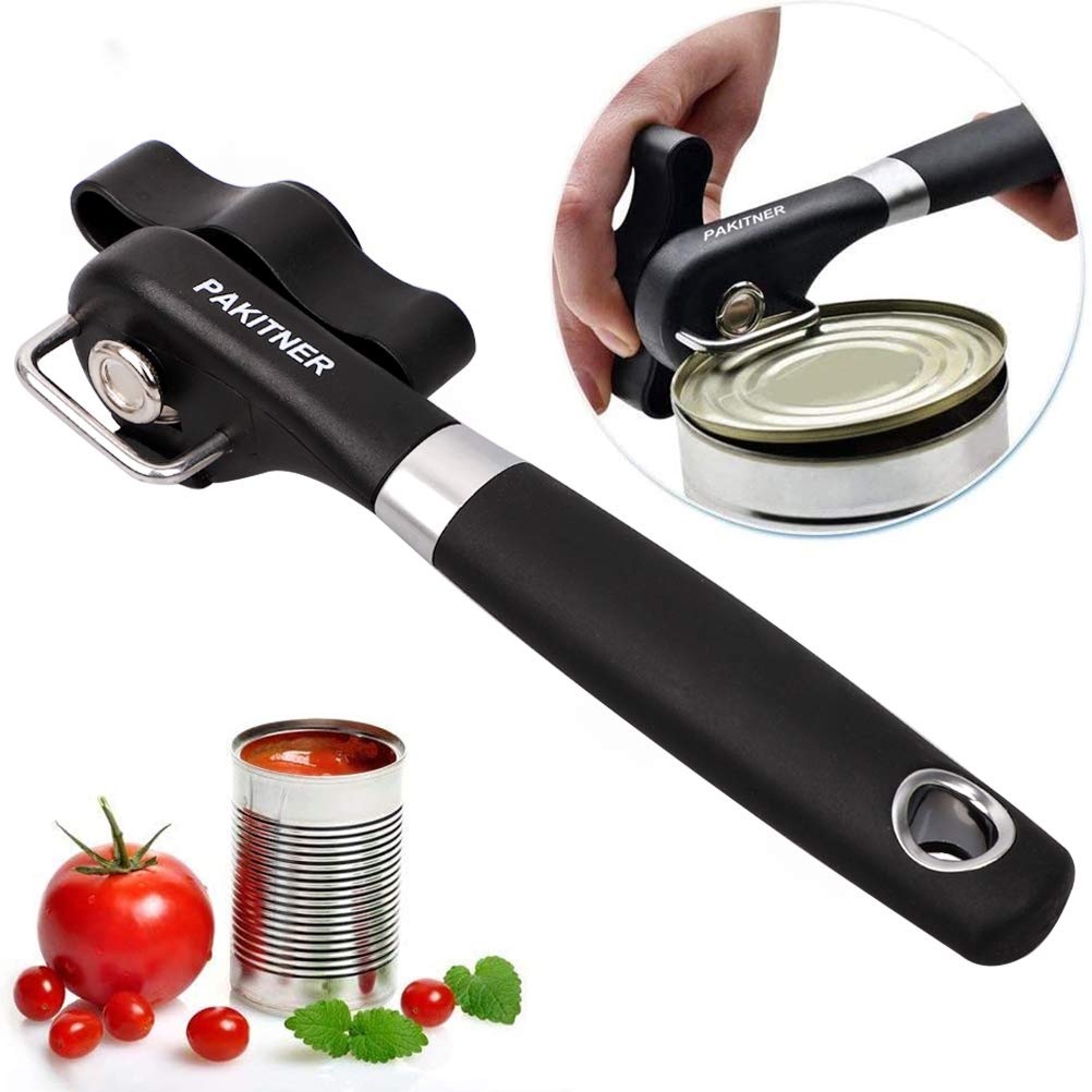 PAKITNER - Abrelatas de corte seguro, abrelatas de borde liso - Abrelatas de mano, abrelatas manual, borde liso ergonómico, abrelatas de acero inoxidable de grado alimenticio para cocina y restaurante