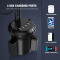 4-Port USB Car Charger with Cup Holder Phone Mount, Rapid Multi Ports Car Charger, Car Phone Mount with Adjustable Gooseneck Rotatable Holder for Smartphones (4-Port USB Car Charger)