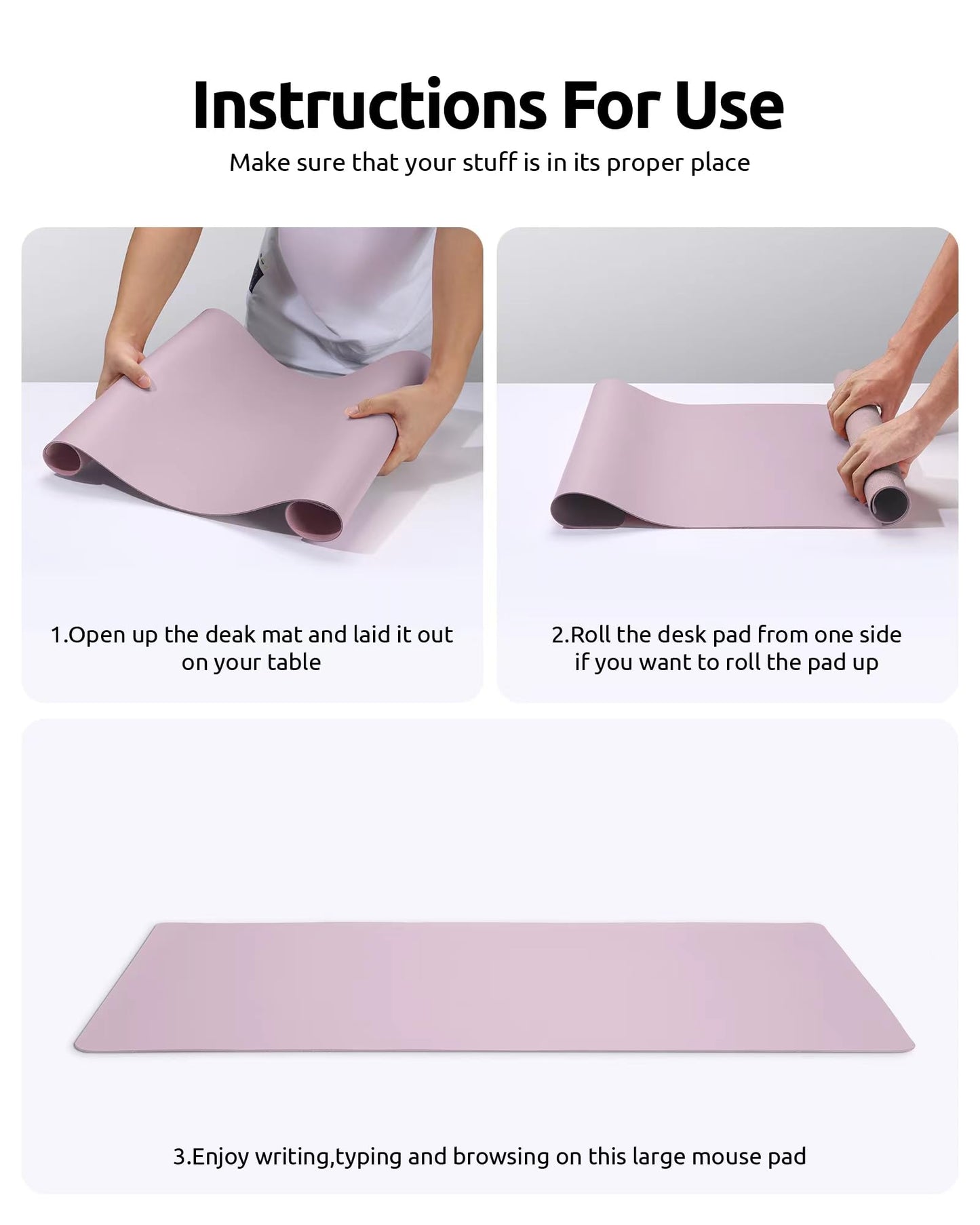 YSAGi Leather Desk Pad Protector, Office Desk Mat, Large Mouse Pad, Non-Slip PU Leather Desk Blotter, Laptop Desk Pad, Waterproof Desk Writing Pad for Office and Home (Grayish Lavender, 23.6" x 13.8")