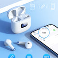 KTGEE Wireless Earbuds Bluetooth 5.3 Headphones, 40Hrs Playback Stereo Ear Buds with LED Display Charging Case IPX7 Waterproof in-Ear Earphones with Mic for Phone Tablet Laptop Sports, White