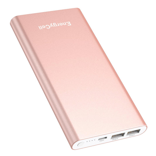 EnergyCell Pilot 4GS Portable Charger 12000mAh Fast Charging Power Bank Dual 3A High-Speed Output Battery Pack Compatible with iPhone 16 15 14 13 12 11 and More（Charging Cable Included (Rose Gold)