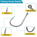 500PCS/100PCS ReeMoo Premium Fishing Hooks, 10 Sizes/4 Sizes Carbon Steel Fishing Hooks W/Portable Plastic Box, Strong Sharp Fish Hook with Barbs for Freshwater/Seawater