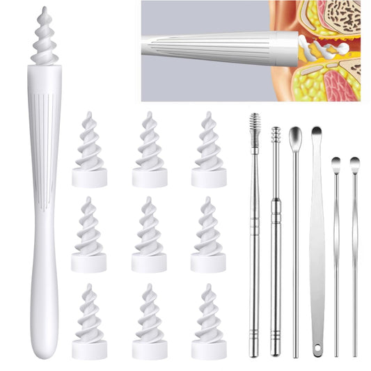 3 in 1 Ear Wax Removal, Q-Grips Ear Wax Removal Tool Reusable and Washable Replacement Soft Silicone Tips for Cleaner Earwax, Ear Wax Removal Kit Contains 3 Types of Ear Cleaner Tools (Milky White)