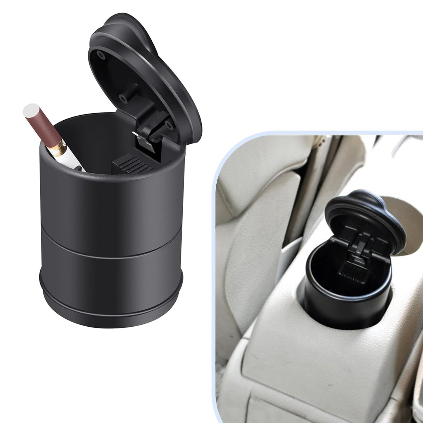 UGSHY 1 PC Cendrier de Voiture avec Couvercle, Cendrier Portable pour Voiture Camion, Cendrier Anti-Odeur Résistant à la Température pour la Plupart des Voitures, Bureau, Maison (Noir)