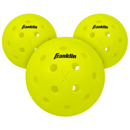 Pelotas de pickleball Franklin Sports Outdoor - X-40 - Aprobadas por USA Pickleball (USAPA) - Paquete de 3 pelotas de pickleball para exteriores - Amarillo óptico - Pelota US Open