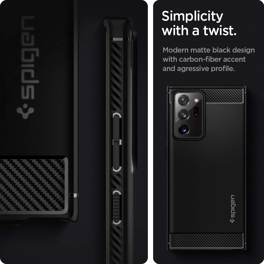 Spigen Rugged Armor Designed for Samsung Galaxy Note 20 Ultra 5G Case (2020) - Matte Black