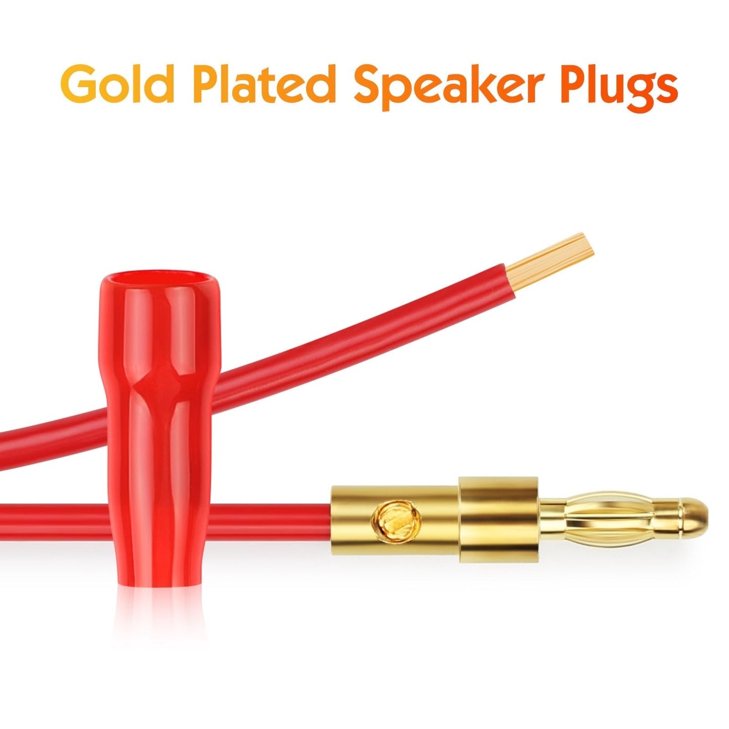 Diospyros 4 mm Gold Plated Open Screw Type Speaker Connector Banana Plugs,12 Count(1 Pack of 6 Pairs)