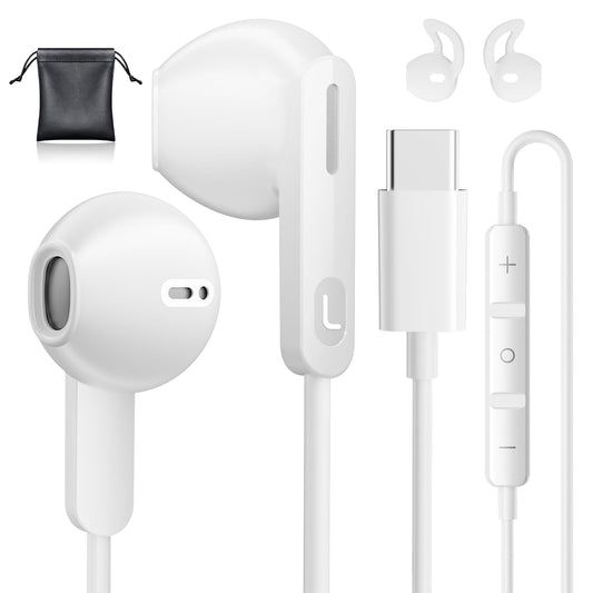 USB C Headphones Type C Earbuds for iPhone 15/16 Pro/ 15 Pro/ 15 Pro Max Samsung S24 Headphones with Microphone Noise Isolation Stereo Wired Earphones for Samsung Galaxy S22 S23 Pixel 7a 8 Android