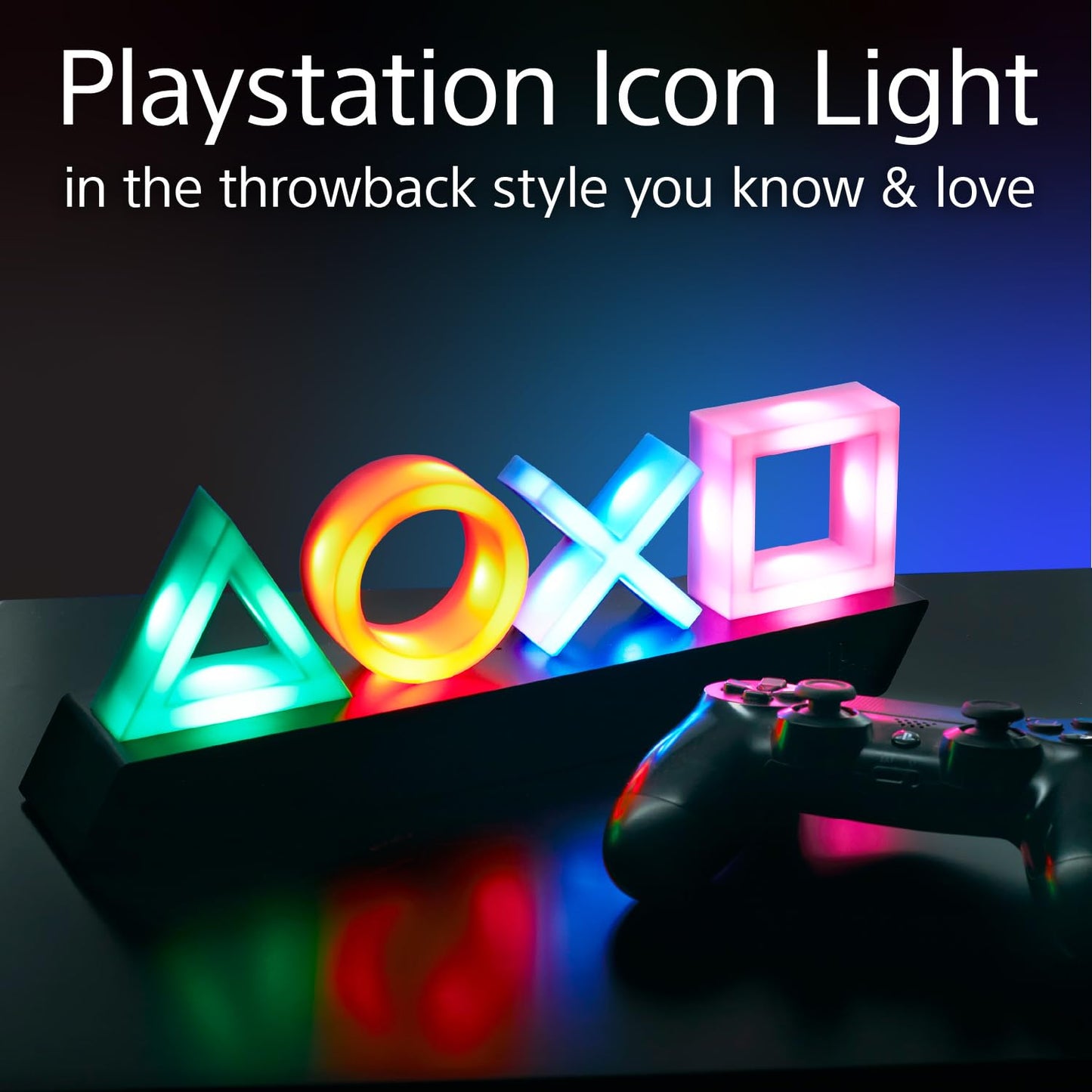 Paladone Playstation Controller Icons Light with 3 Light Modes - Sound Reactive, Dynamic Phasing, and Standard Mode - Gaming Desk Accessories and Game Room Decor