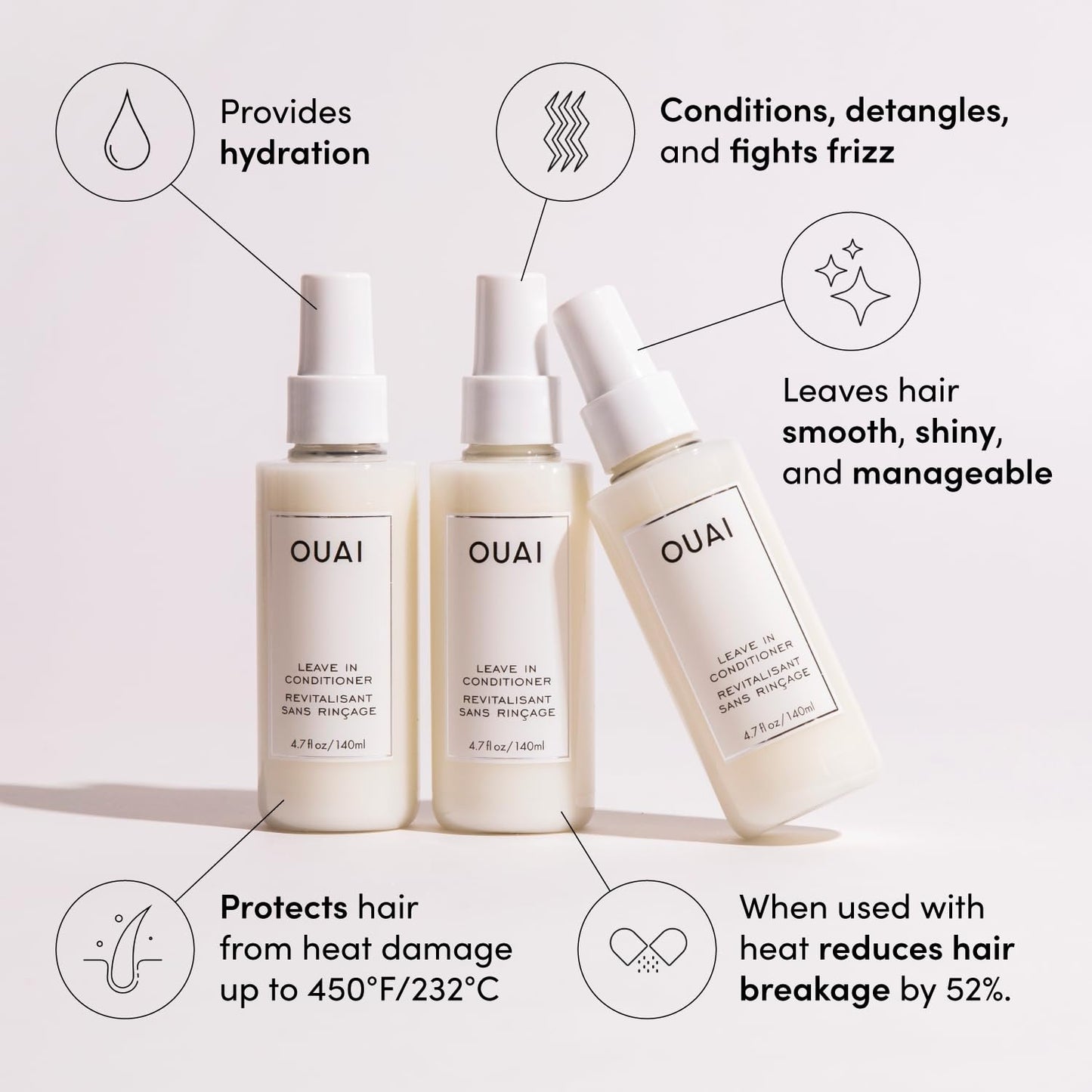 OUAI Travel Kit - Includes Travel Size Leave In Conditioner, Detox Shampoo, Fine to Medium Hair Mask, Scalp & Body Scrub - Travel Size Stocking Stuffers for Women (4 Count)