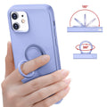 Funda para iPhone 12 y iPhone 12 Pro con soporte de anillo, soporte de anillo giratorio de 360°, soporte magnético, funda protectora de goma a prueba de golpes para teléfono con forro interior de microfibra, violeta claro