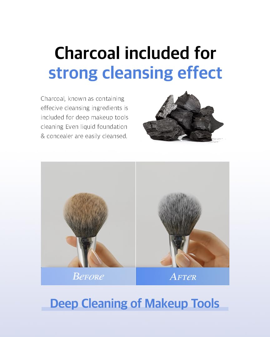 STUDIO17 Solid Makeup Brush Cleaner 300+ Usage | Convenient Makeup Cleaner for Both Brushes & Puffs | Cosmetic Brush Cleaner Charcoal Included | Compact Size