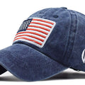 Casquette de baseball Mealah pour homme avec broderie drapeau américain - Chapeau de papa réglable délavé pour femme - Bleu marine