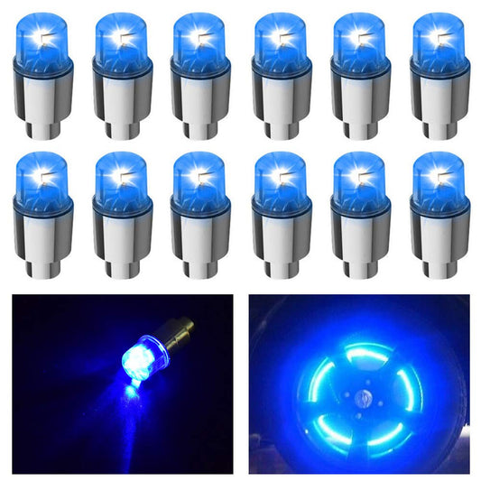 FICBOX Lot de 12 lampes LED pour roues de voiture, camion, moto, vélo (bleu)