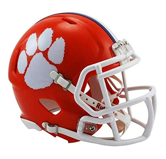 Casco mini de velocidad Riddell NCAA Clemson Tigers, color naranja, 7,5" x 6,5"