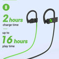 Stiive Bluetooth Headphones, 5.3 Wireless Sports Earbuds IPX7 Waterproof with Mic, Stereo Sweatproof in-Ear Earphones, Noise Cancelling Headsets for Gym Running Workout, 16 Hours Playtime - GreenBlack