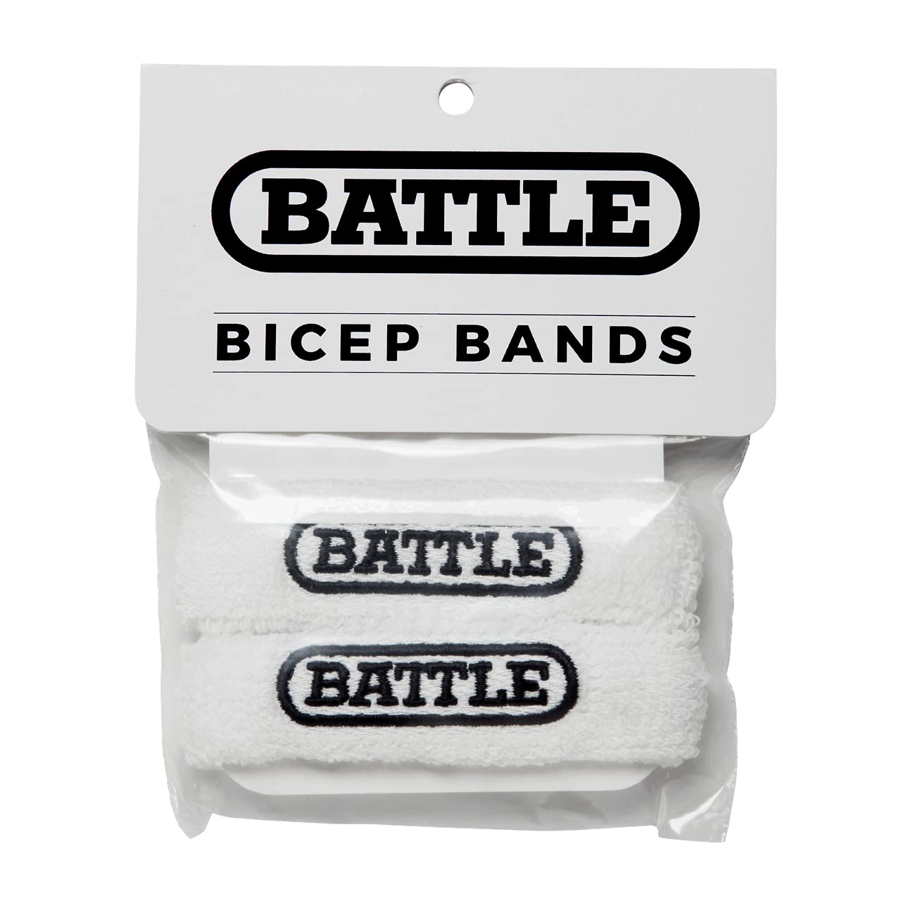 Brassards de football Battle - Bandes haute performance avec matériau ultra-doux pour évacuer la transpiration et garder les mains sèches et confortables - comprend 2 bandes pour biceps - Blanc