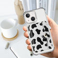 M-Plateau Phone Card Holder, Stick On with Snap Closure 3M Adhesive Leather Phone Wallet Work with iPhone 14 Case and Most Smartphones (Cow Print)