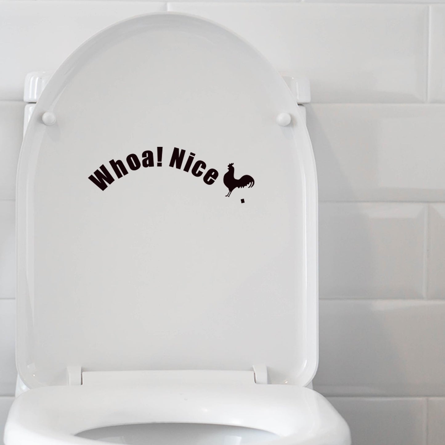 Funny Cock Toilet Stickers, Waterproof Vinyl Wall Art Sign Decor, Whoa Nice Toilet Sticker Decal, Prank Stickers, Removable Self-Adhesive Toilet Seat Quote Murals for WC Restroom Door Seat Decoration