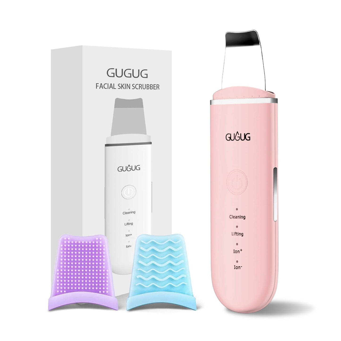 GUGUG Skin Scrubber Face Spatula - Skin Spatula Blackhead Remover Pore Cleaner with 4 Modes, Skin Care Tools-Pink