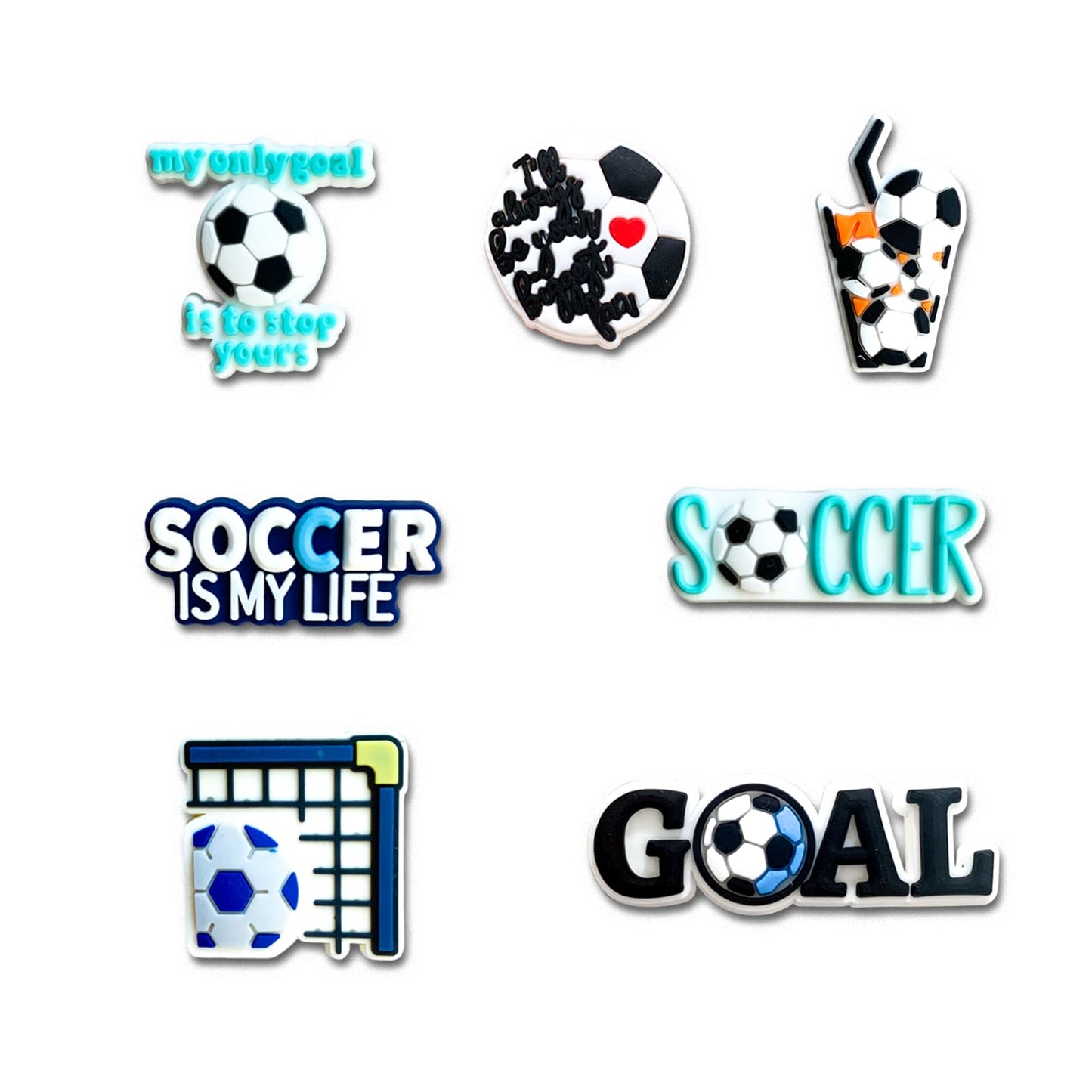 Wlyosvje 20Pcs Soccer Shoe Charms for Clog Sandals, Sports Ball Shoes Decoration Charms for Men Women