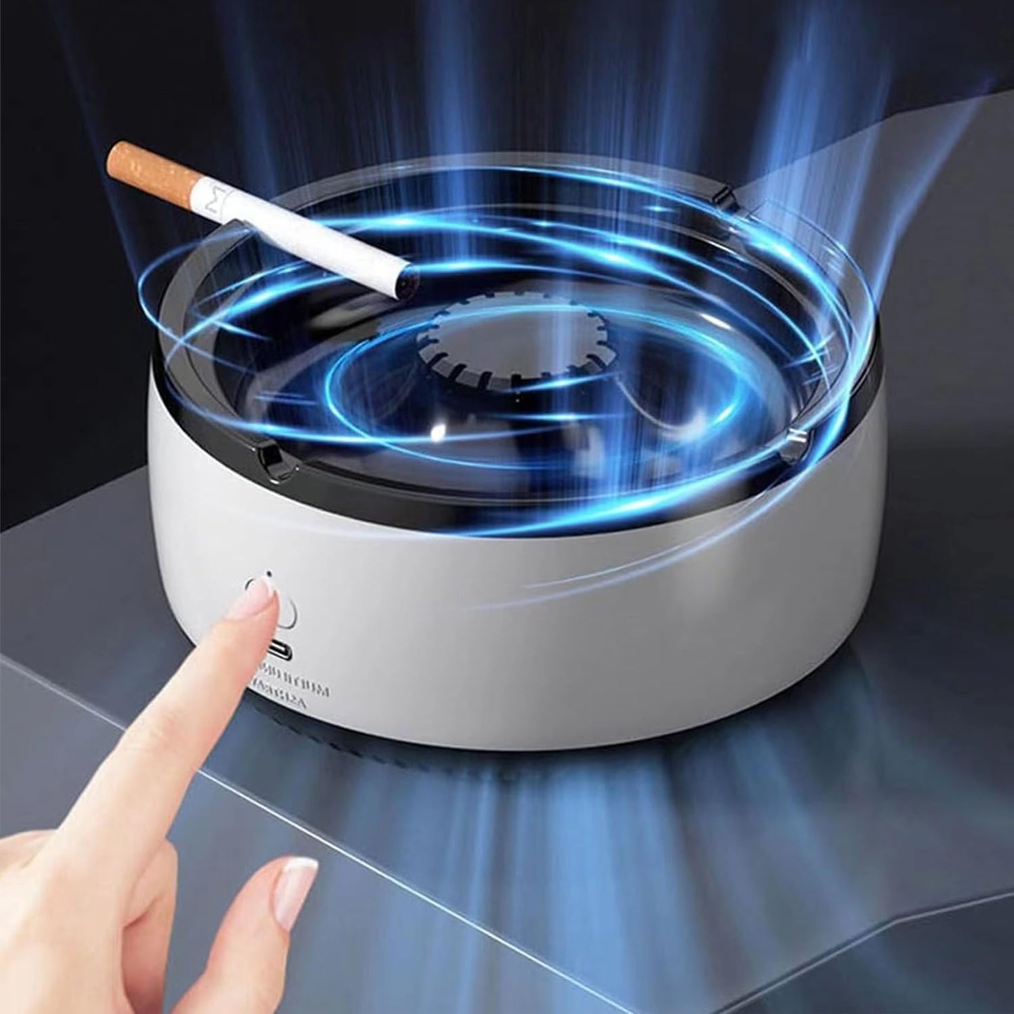 Yckeogln Purifier Multifunctional Smokeless Ashtray for Cigarettes Indoor,2 In 1 Air Purifier Intelligent Desktop USB Rechargeable Electric Ashtray Fresher For Home,Car,Office (White)