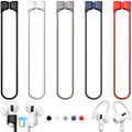 Lot de 5 sangles magnétiques ultra résistantes pour AirPods, cordon anti-perte pour AirPods 4e/AirPods Pro 1er et 2e/AirPods 3e/AirPods 1er et 2e, cordon de sport en silicone et crochet d'oreille - 5 sangles + 2 crochets d'oreille