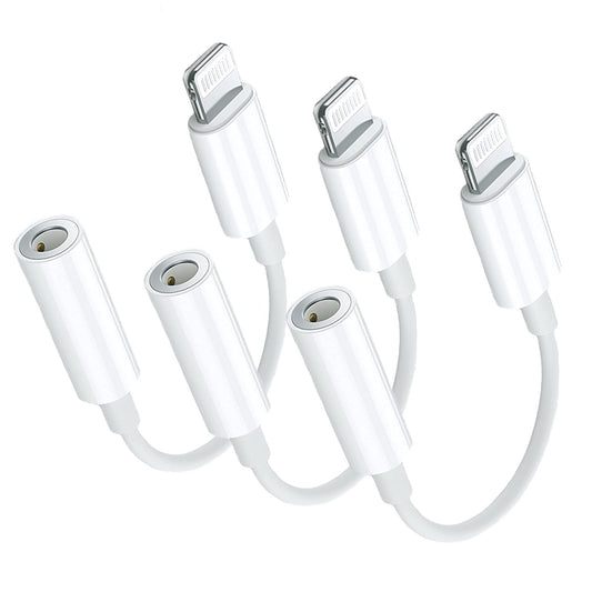 Aprolink Apple MFi Certified 3 Pack Lightning to 3.5 mm Headphone Jack Adapter, iPhone Audio Dongle Cable Earphones Headphones Converter Compatible with iPhone 14 13 12 Pro 11 Pro X XR XS XS Max 8 7