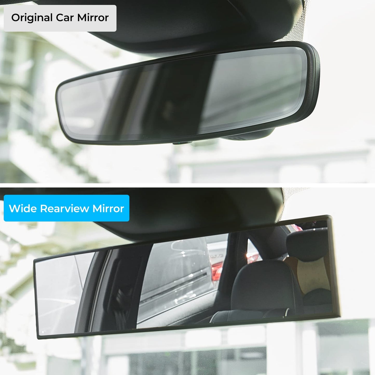 JOYTUTUS Rear View Mirror, Universal 11.81 Inch Panoramic Convex Rearview Mirror, Interior Clip-on Wide Angle Rear View Mirror to Reduce Blind Spot Effectively for Car SUV Trucks -Clear