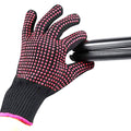 2 Pcs Professional Heat Resistant Glove for Hair Styling Heat Blocking Gloves for Curling, Flat Iron and Hair Styling Tools, Silicone Bump, Pink Edge