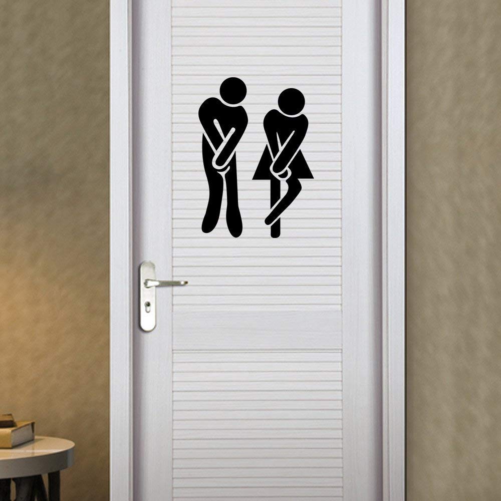 Panneau amovible pour salle de bain, toilettes, homme et femme, OYEFLY, accessoires de porte, autocollant mural, décoration d'intérieur pour salon, décoration d'intérieur (noir)