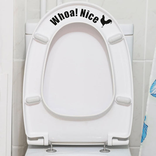 Funny Cock Toilet Stickers, Waterproof Vinyl Wall Art Sign Decor, Whoa Nice Toilet Sticker Decal, Prank Stickers, Removable Self-Adhesive Toilet Seat Quote Murals for WC Restroom Door Seat Decoration