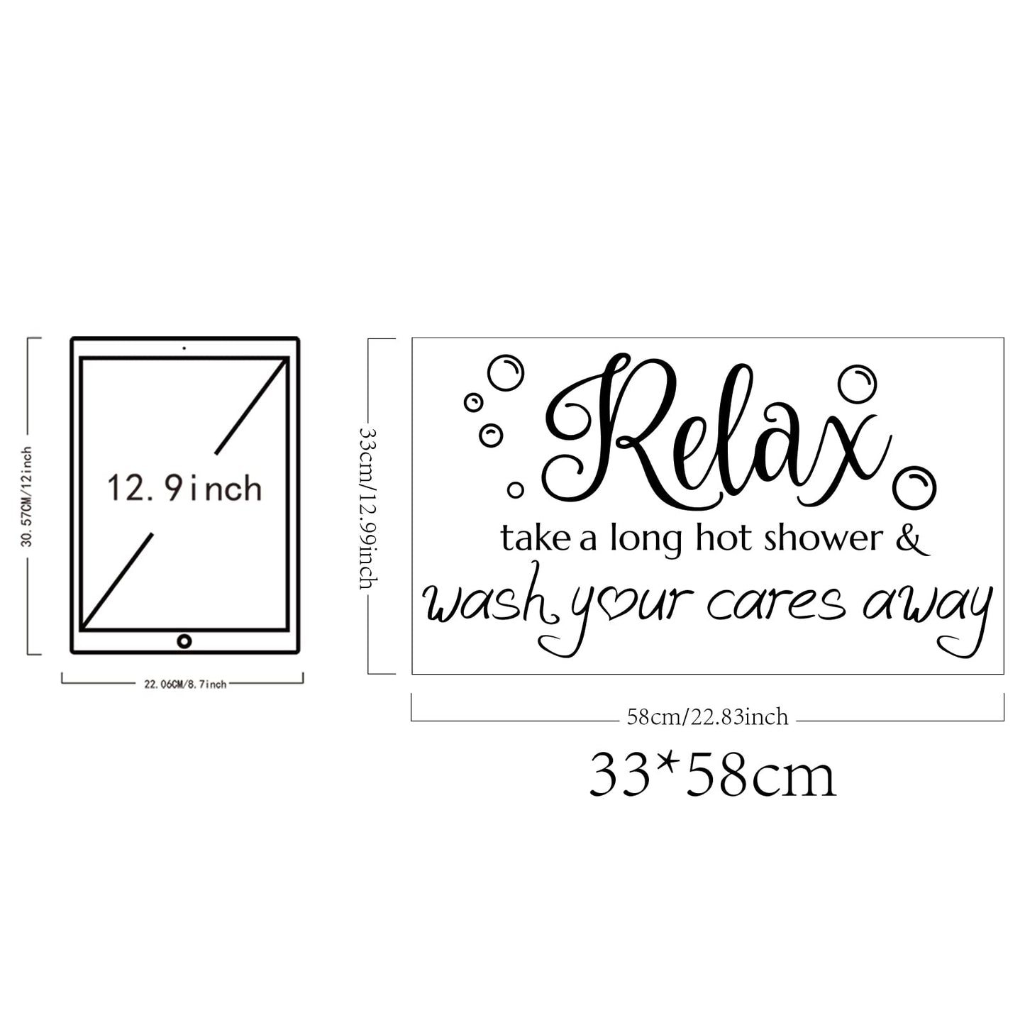 SUPERDANT Bathroom Wall Decals Relax Shower Door Decals Bath Wall Sticker for Dorm Take A Long Hot Shower Quotes Wall Art DIY Decor Wall Art Stickers Vinyl Bathroom Stickers Shower Doors