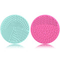 2 Pieces Silicone Makeup Brush Cleaner, YalsFTY Cosmetic Brush Scrubber Mat Pad Cleaning Tool, Dual-Sided Functionality to Accommodate All types of Brushes, Powder Puffs and Sponges (Green & Pink)