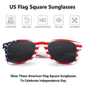 LIKSMU American Flag Sunglasses for Women Men Square Sunglasses Costume Accessories Party Favors Fourth of July USA Patriot Sun Glasses